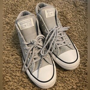 Converse Light Gray Canvas Mid-Tops - Women’s